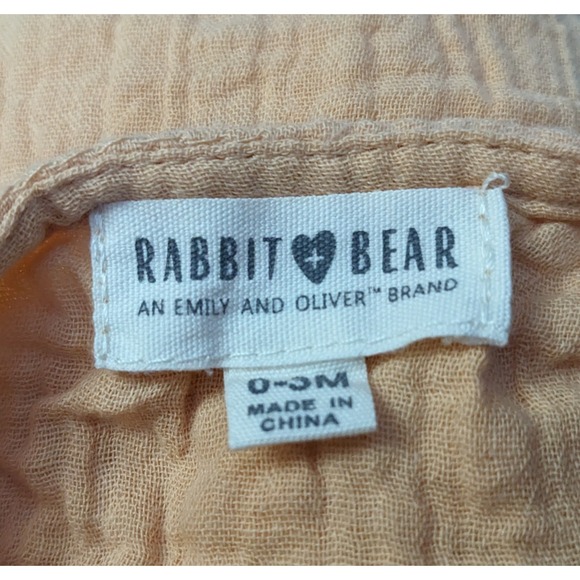 Organic Cotton Dress‎ Rabbit + Bear By Emily & Oliver Baby Girl Size 0-3M Yellow - Picture 2 of 4